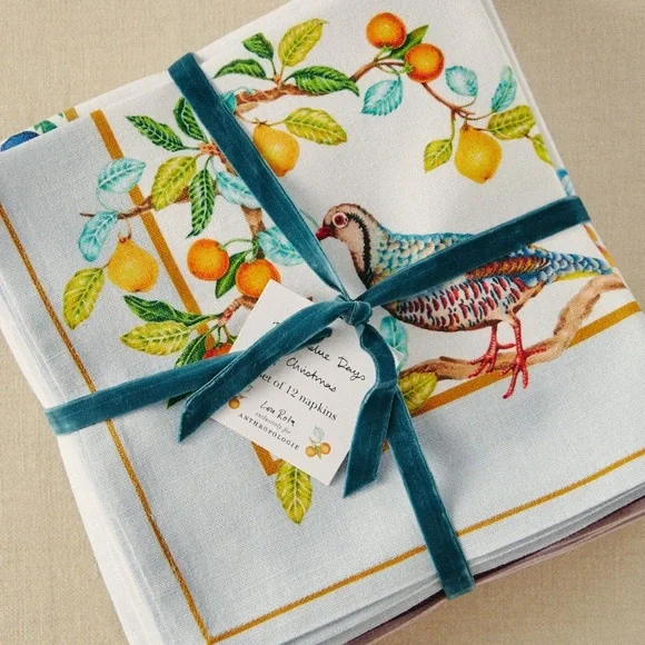 2023 Lou Rota twelve Days of Christmas napkin set of 12 - Picture 2 of 14